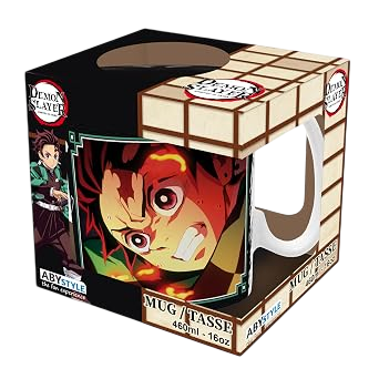 Taza De Ceramica: Demon Slayer - Tanjiro Negro y Verde (460 ml)